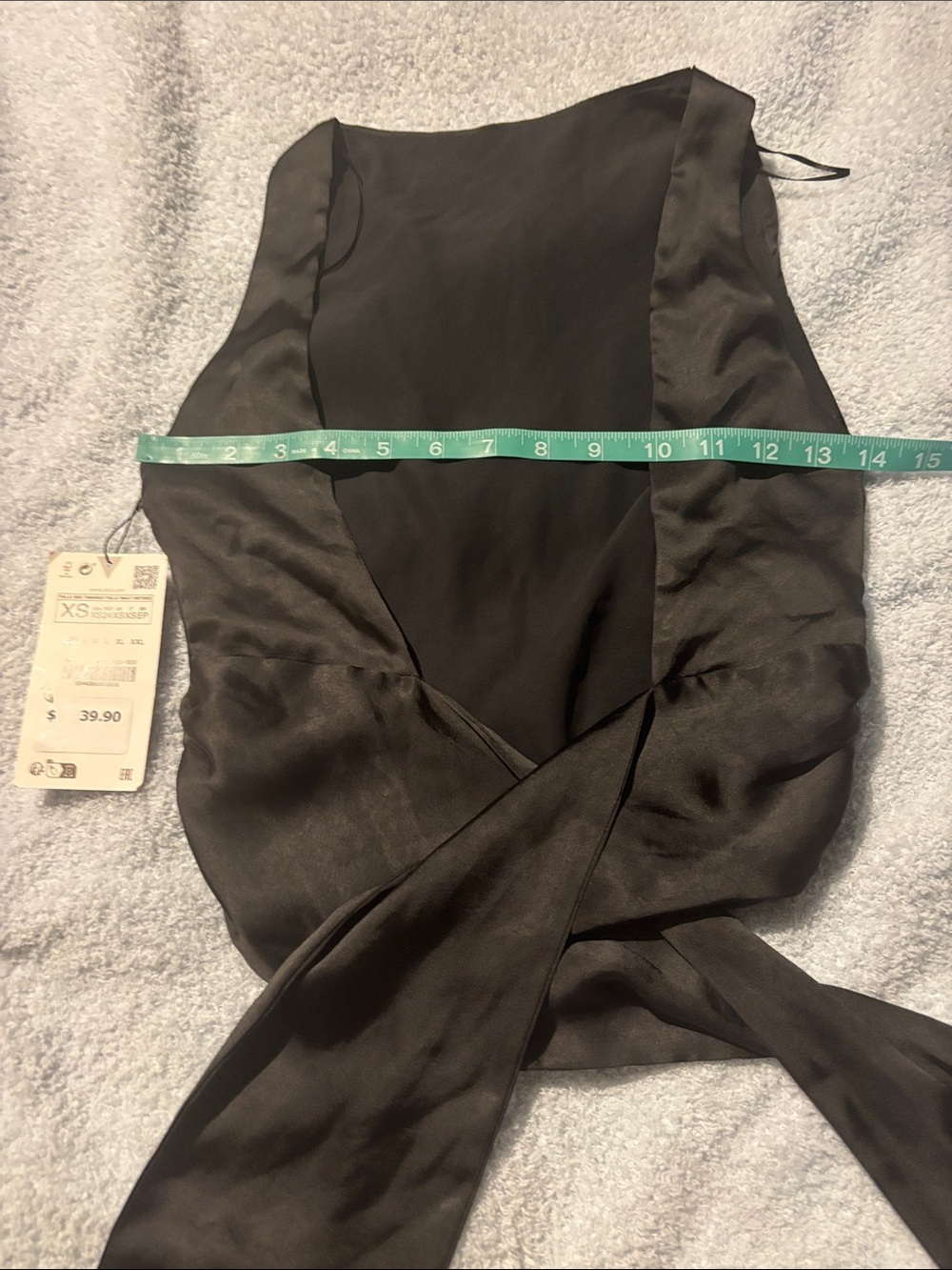 Zara Black Backless Satin Wrap Dress